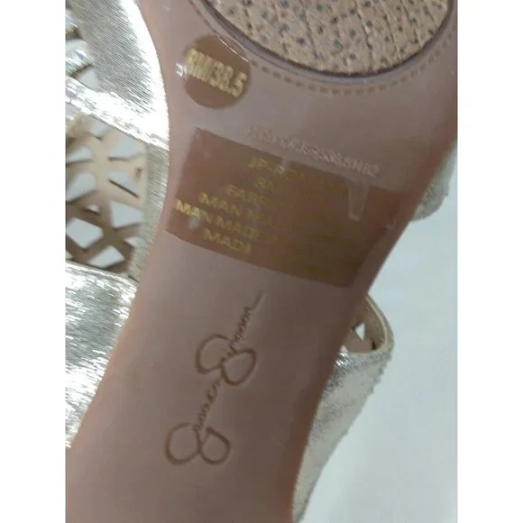 Jessica Simpson Romani Formal Sandal Women's 8 M Gold Cut Out Open Toe High Heel - Picture 6 of 9